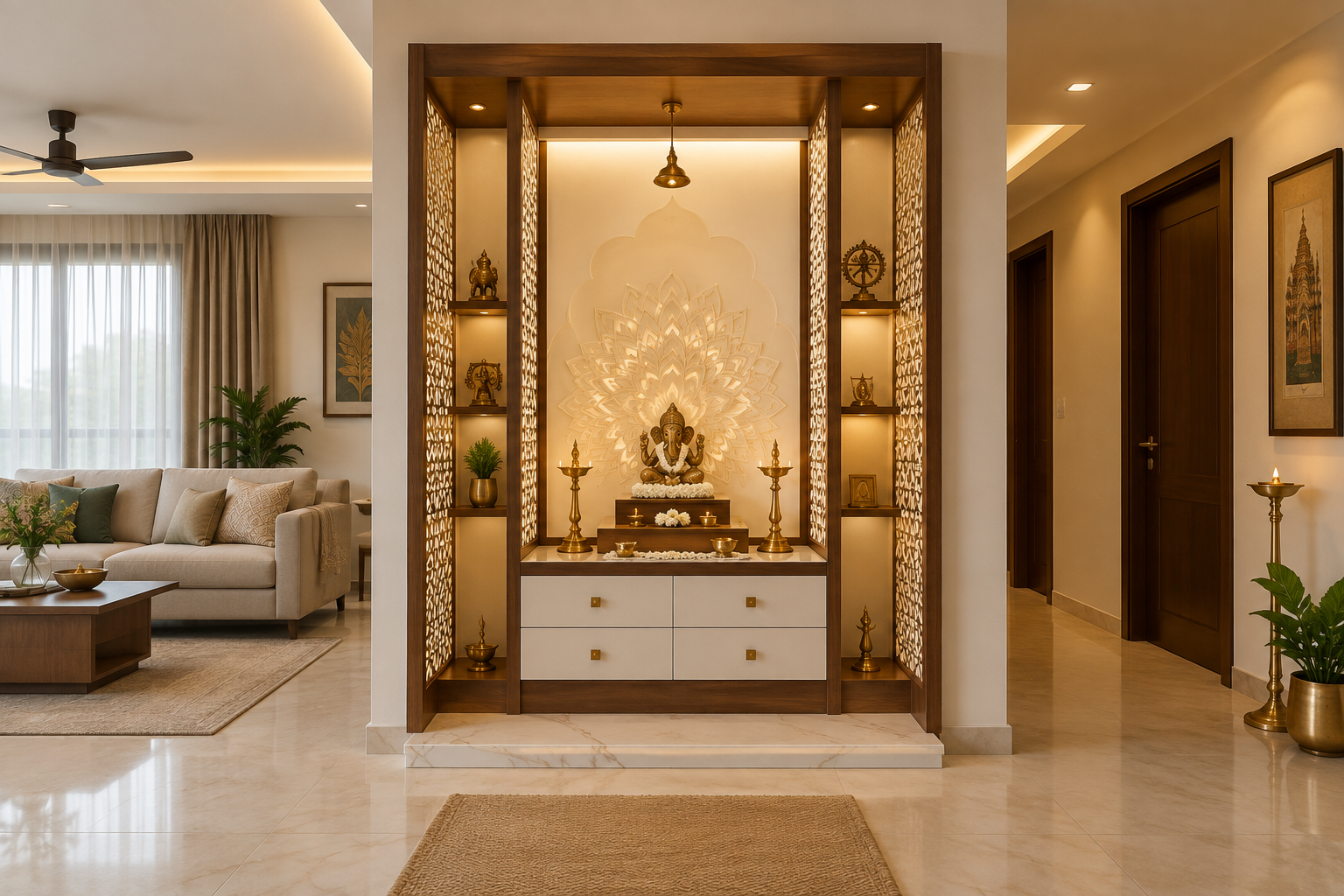 Custom pooja unit design for a Kundrathur Chennai home