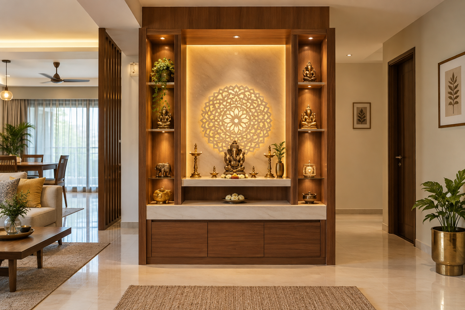 Custom pooja unit design for a Poonamallee Chennai home