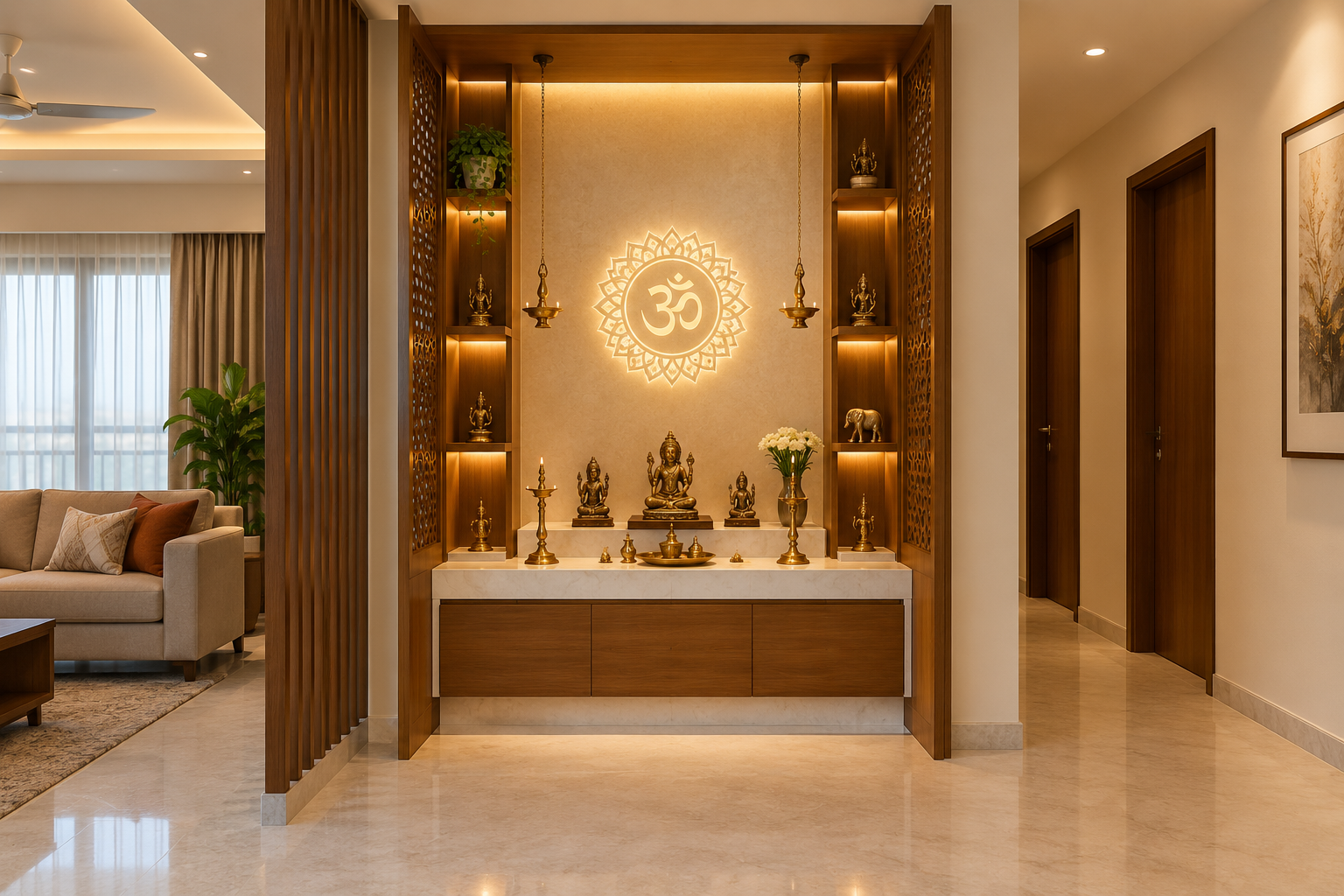 Custom pooja unit design for a Porur Chennai home